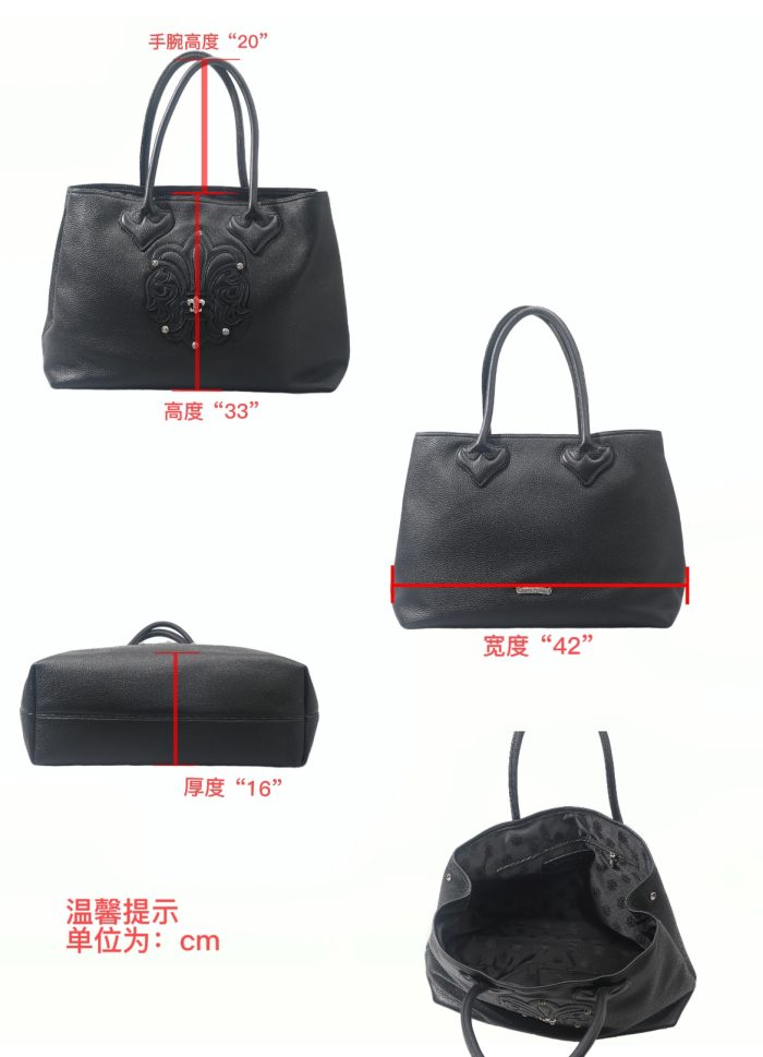 クロムハーツ CHROME HEARTS Tote BSフレア ブラックレザートートバッグ シルバー925金具 - 画像 (9)