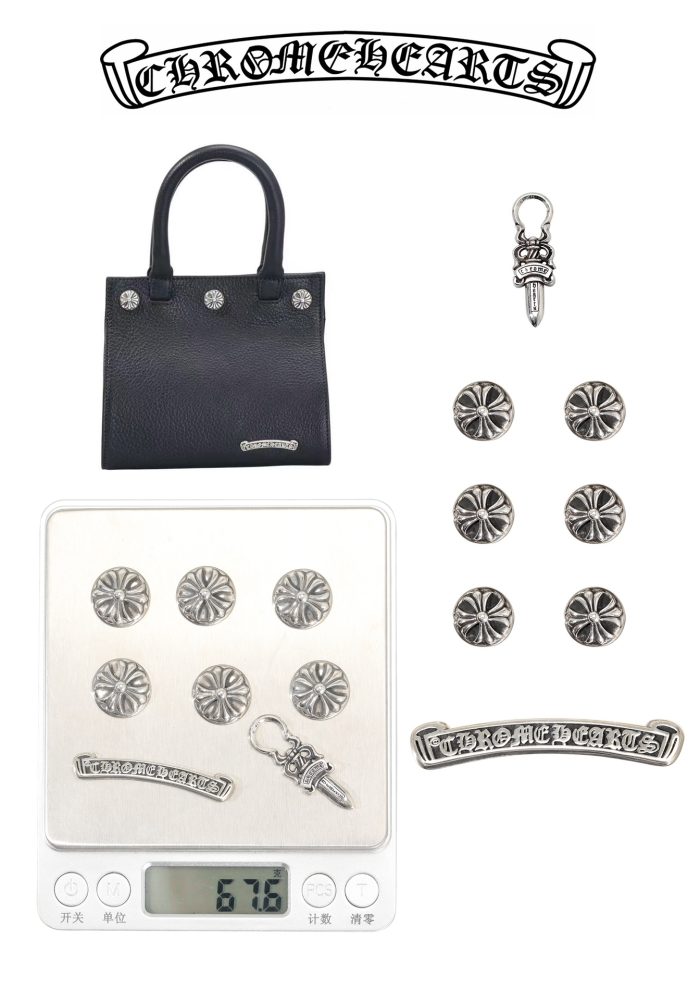 クロムハーツ Drew Mini ハンドバッグ レザー 3クロスボタン付き シルバー925金具 - 画像 (6)
