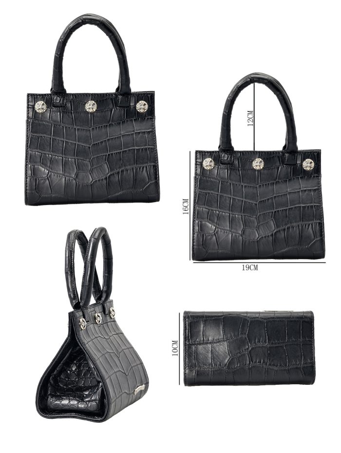 クロムハーツ Drew Mini ハンドバッグ クロコダイルレザー 3クロスボタン付き シルバー925金具 - 画像 (7)