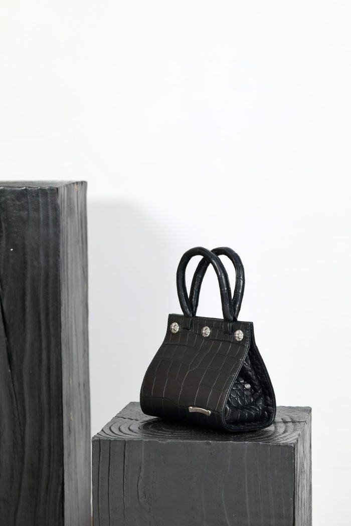 クロムハーツ Drew Mini ハンドバッグ クロコダイルレザー 3クロスボタン付き シルバー925金具 - 画像 (3)