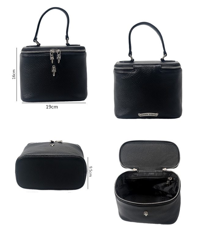 クロムハーツ VANITY BAG ダガー装飾 ブラックレザー＆シルバー925 ハンドバッグ兼ポーチ - 画像 (8)
