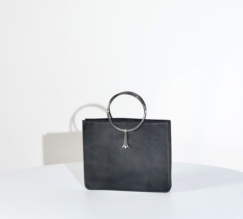 クロムハーツ Handbag ハードカウレザー シルバーリング ハンドバッグ