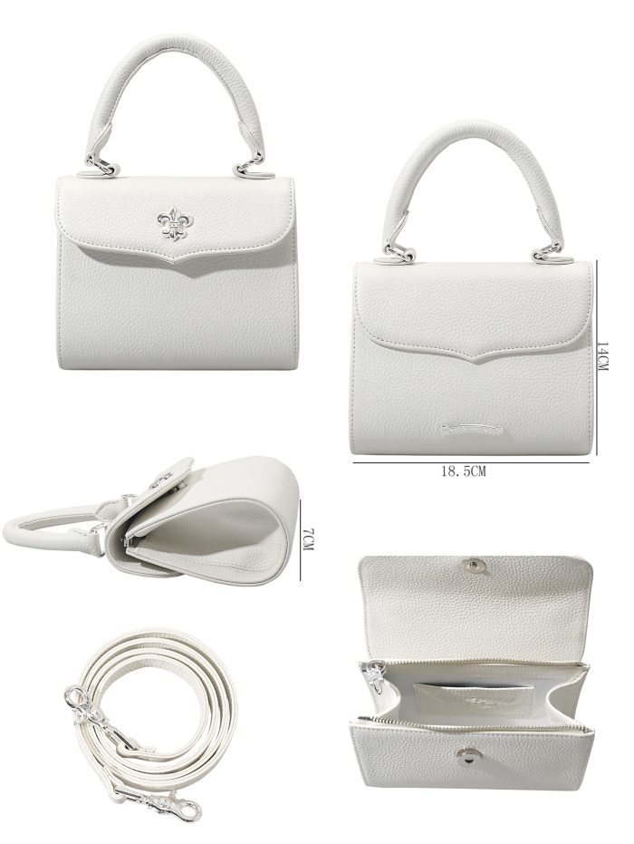 クロムハーツ CHROME HEARTS DOC ADAMS スモール BSフレア装飾 ホワイト バケッタレザー 2WAYショルダー＆ハンドバッグ - 画像 (8)