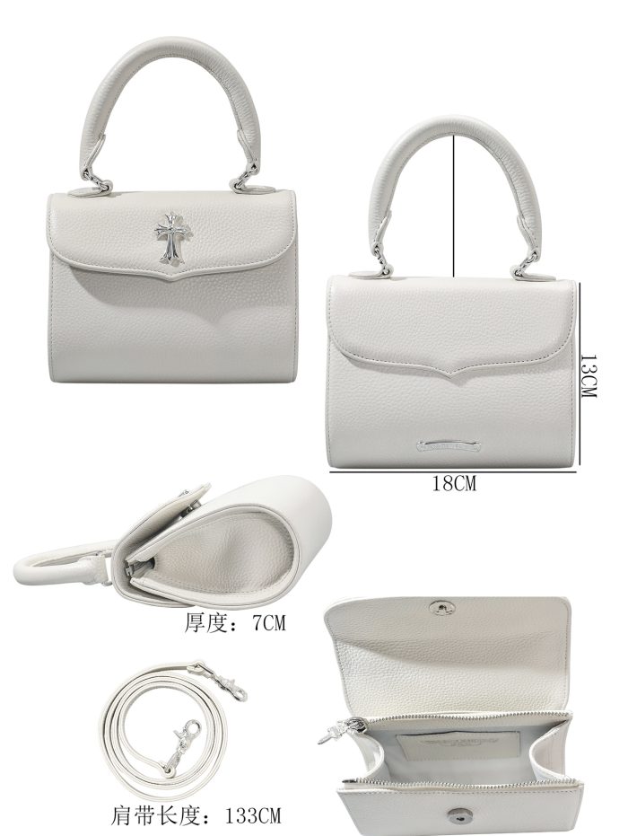 クロムハーツ CHROME HEARTS DOC ADAMS スモール CHクロス装飾 ホワイト バケッタレザー 2WAYショルダー＆ハンドバッグ - 画像 (8)