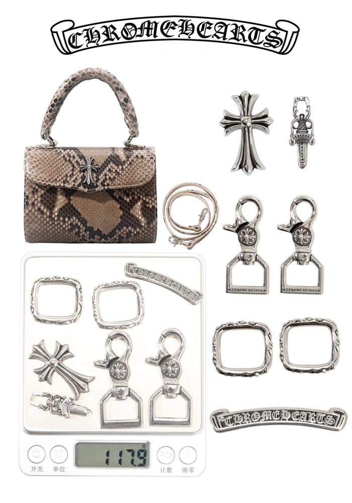 クロムハーツ CHROME HEARTS DOC ADAMS スモール CHクロス装飾 パイソン 2WAYショルダー＆ハンドバッグ - 画像 (7)