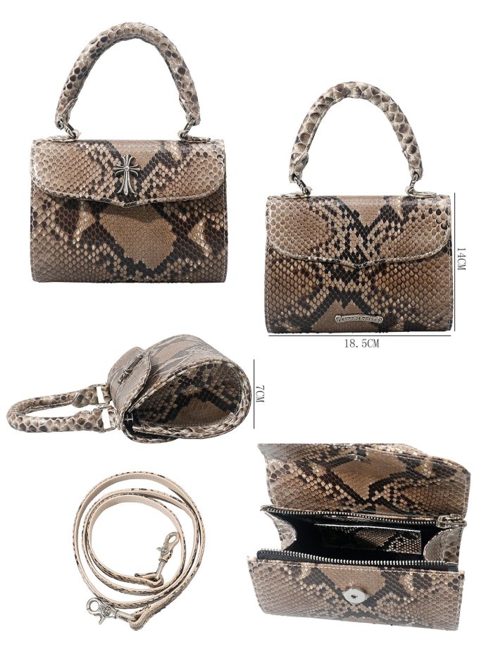 クロムハーツ CHROME HEARTS DOC ADAMS スモール CHクロス装飾 パイソン 2WAYショルダー＆ハンドバッグ - 画像 (8)