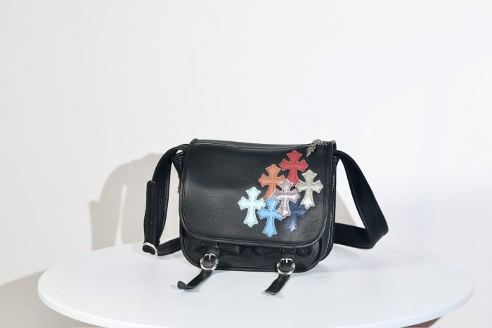 クロムハーツ Soft shoulder-Tiny/B スモール マルチCHクロス ソフト ブラック メッセンジャー ショルダーバッグ