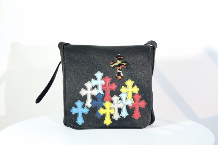 クロムハーツ CHROME HEARTS メールバッグ マルチカラー レザーパッチ装飾 ショルダーバッグ