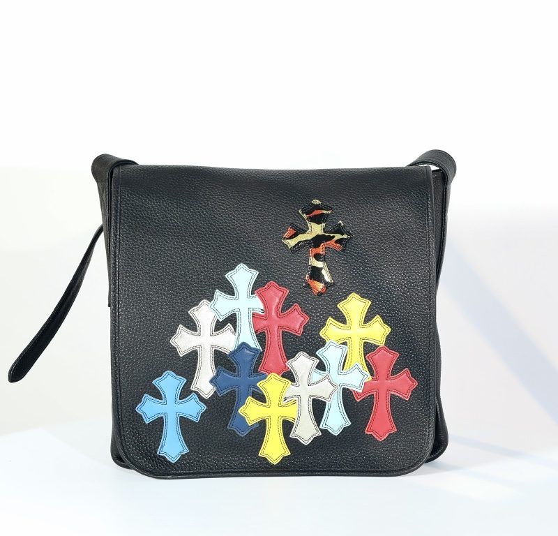 クロムハーツ CHROME HEARTS メールバッグ マルチカラー レザーパッチ装飾 ショルダーバッグ