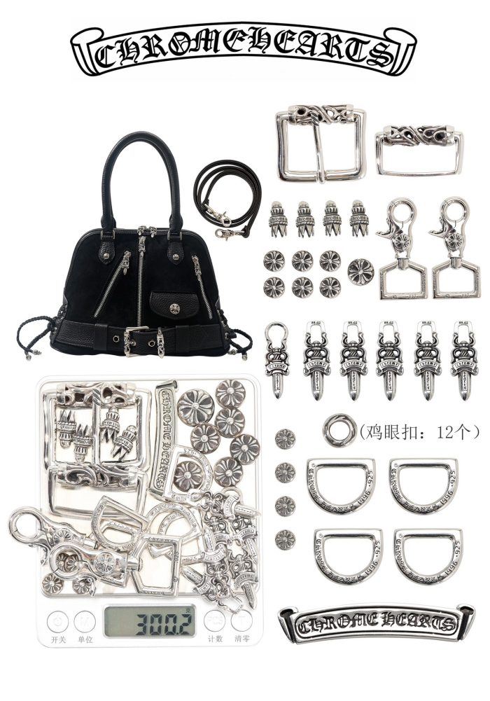 クロムハーツ MO DEAN スラウチーバッグ スエードレザー ハンドバッグ シルバー金具 ユニセックスデザイン - 画像 (7)