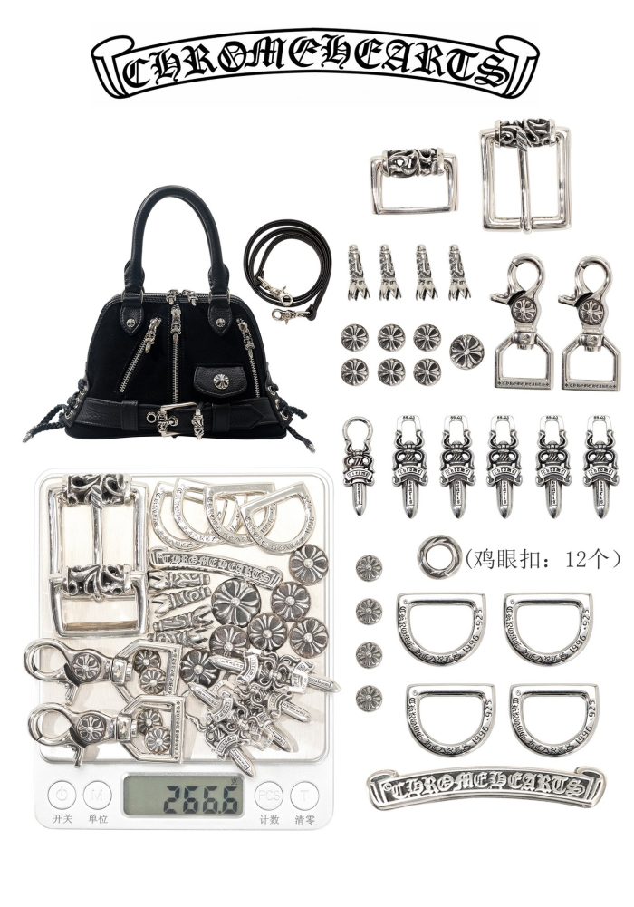 クロムハーツ Mini MO DEAN スラウチーバッグ スエードレザー ハンドバッグ シルバー金具 ユニセックスデザイン - 画像 (7)