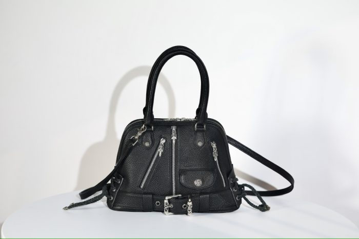クロムハーツ MO DEAN スラウチーバッグ ブラックレザー ハンドバッグ シルバー金具 ユニセックスデザイン