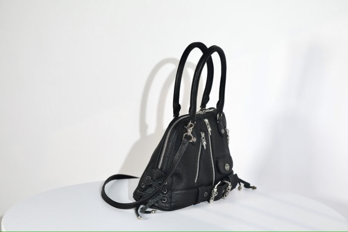 クロムハーツ MO DEAN スラウチーバッグ ブラックレザー ハンドバッグ シルバー金具 ユニセックスデザイン - 画像 (3)
