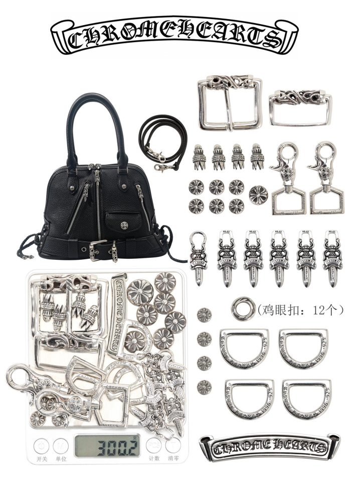 クロムハーツ MO DEAN スラウチーバッグ ブラックレザー ハンドバッグ シルバー金具 ユニセックスデザイン - 画像 (7)
