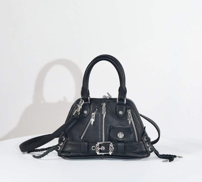 クロムハーツ Mini MO DEAN スラウチーバッグ ブラックレザー ハンドバッグ シルバー金具 ユニセックスデザイン